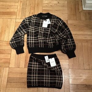 NWT En Saison Plaid Sweater Skirt Set